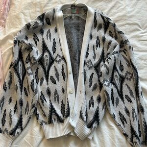 Elegant Black and White Women's Cardigan